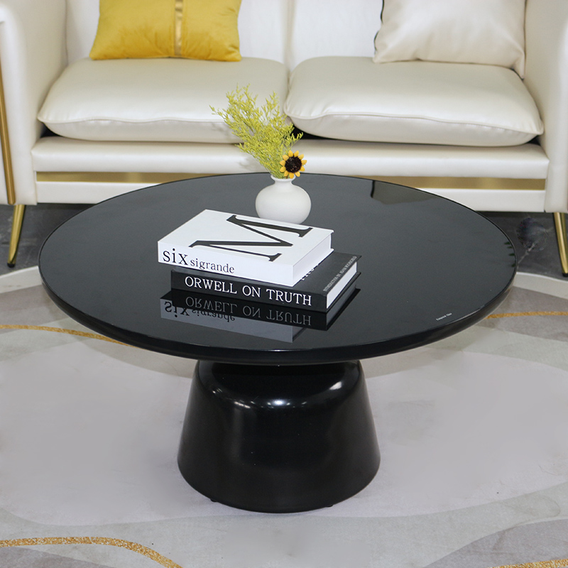 Black Round Glass Metal casual coffee table