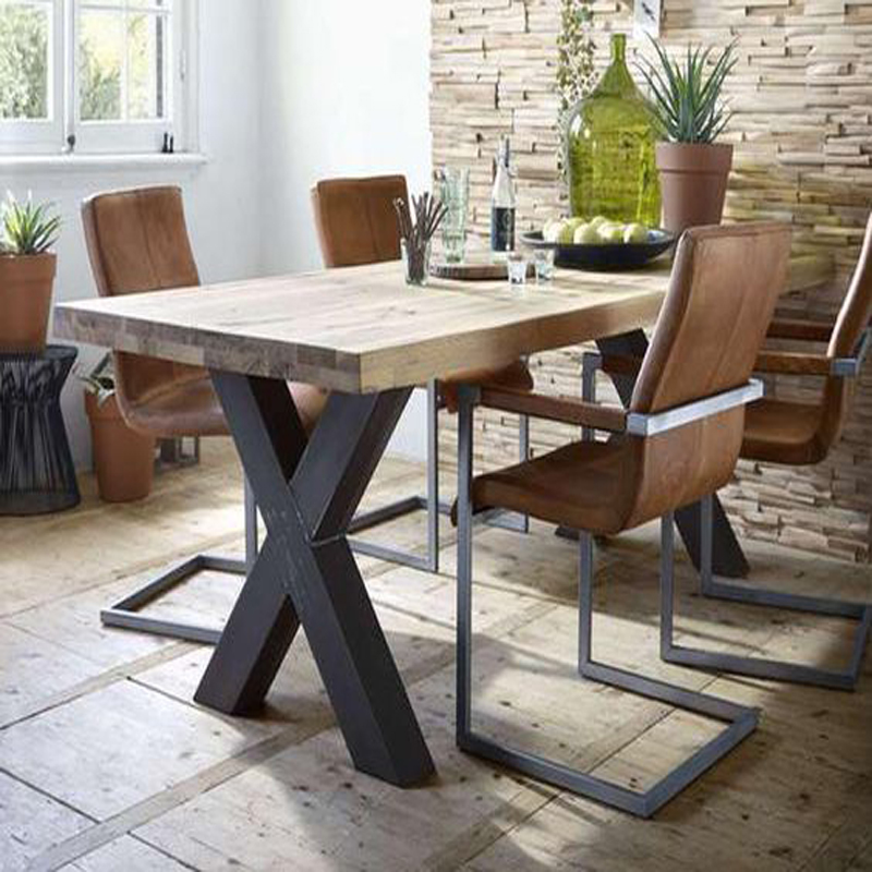 X shape metal dining table